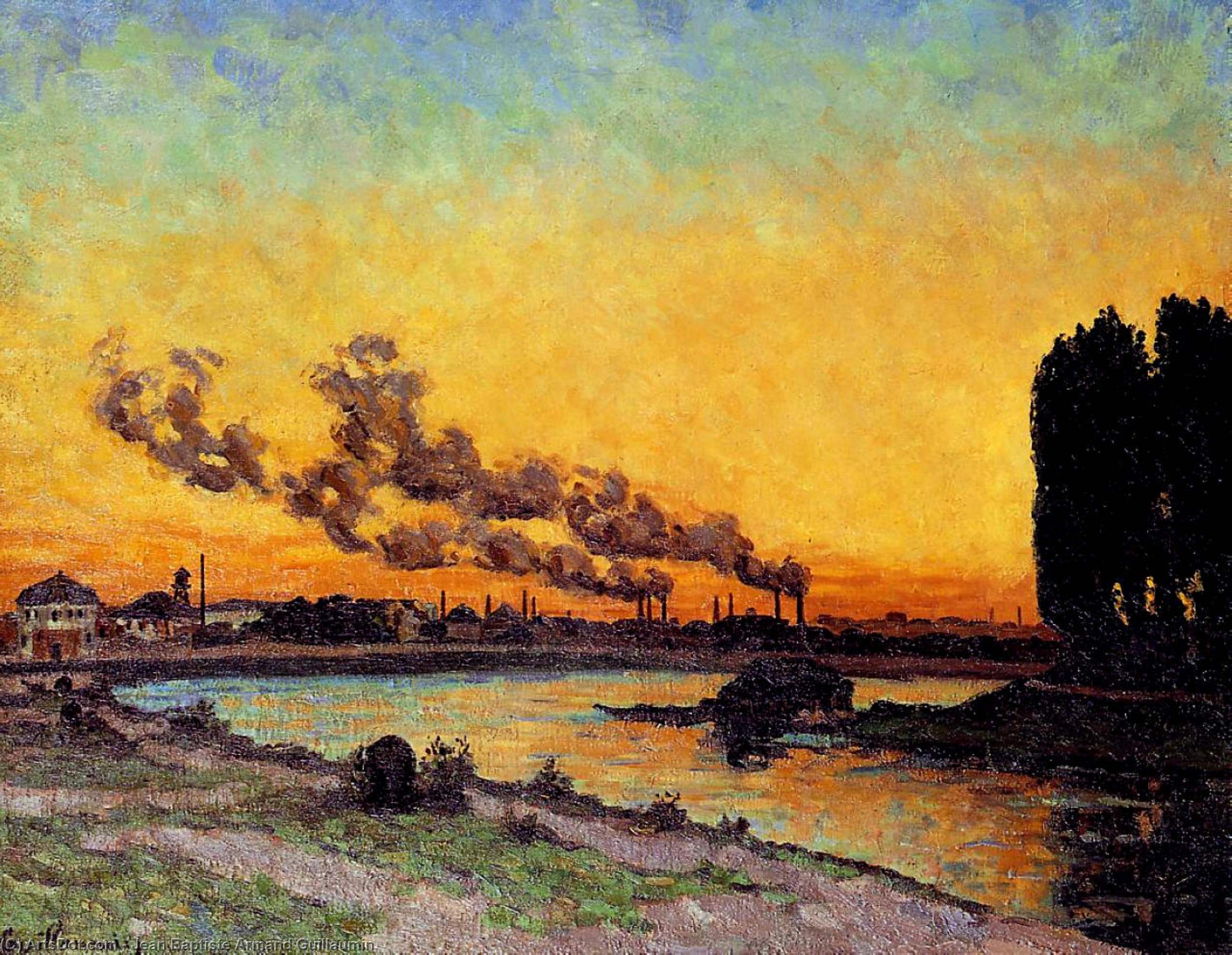 WikiOO.org - Encyclopedia of Fine Arts - Schilderen, Artwork Jean Baptiste Armand Guillaumin - Sunset at Ivry