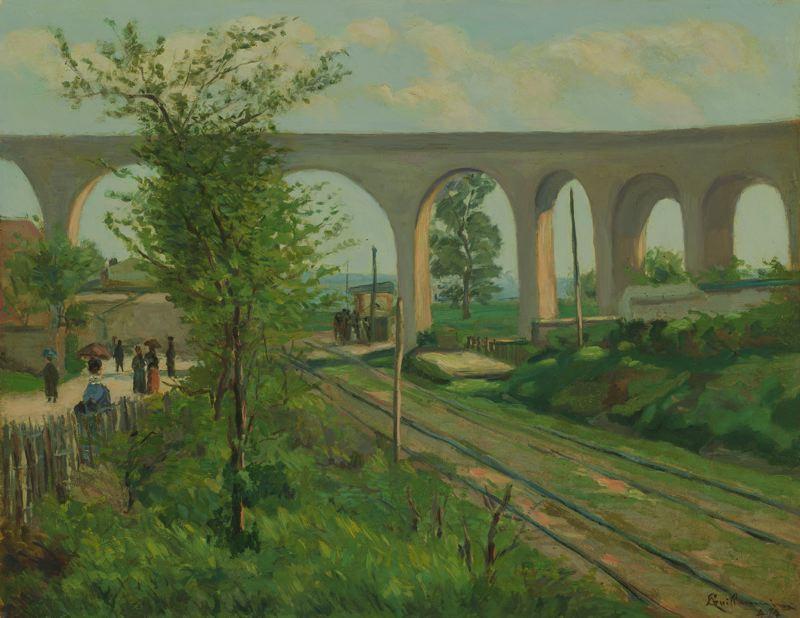 Wikioo.org - สารานุกรมวิจิตรศิลป์ - จิตรกรรม Jean Baptiste Armand Guillaumin - The Arcueil Aqueduct at Sceaux Railroad Crossing