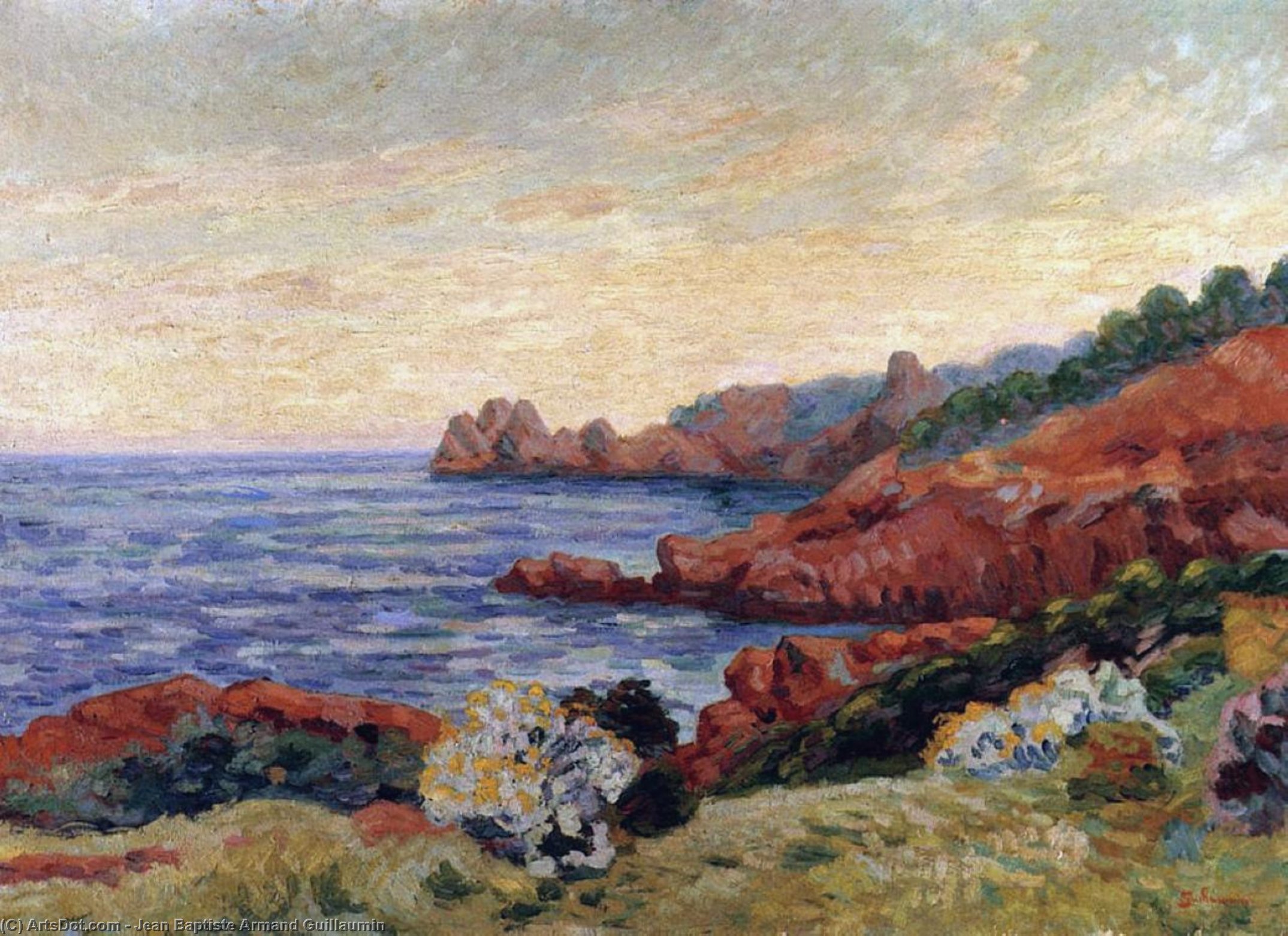 Wikioo.org - The Encyclopedia of Fine Arts - Painting, Artwork by Jean Baptiste Armand Guillaumin - The Red Rocks at Agay