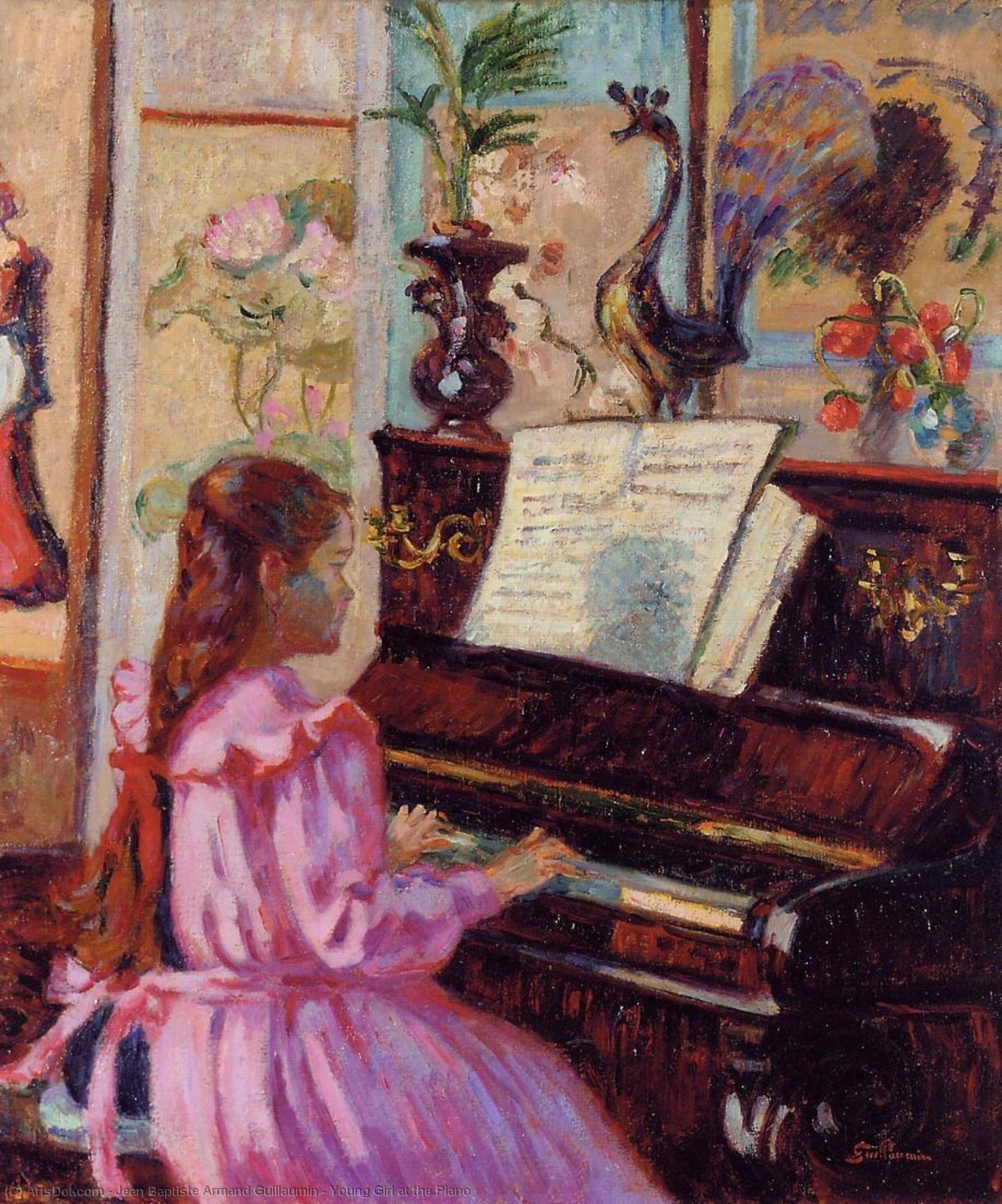 Wikioo.org - The Encyclopedia of Fine Arts - Painting, Artwork by Jean Baptiste Armand Guillaumin - Young Girl at the Piano