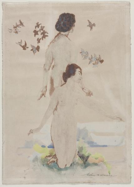 WikiOO.org - Encyclopedia of Fine Arts - Lukisan, Artwork Arthur Bowen Davies - Circling Doves