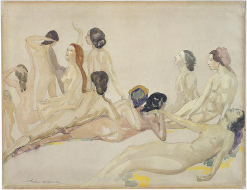 Wikioo.org - The Encyclopedia of Fine Arts - Painting, Artwork by Arthur Bowen Davies - Eleven Nudes
