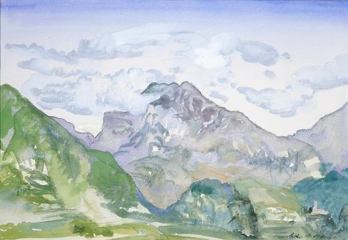 WikiOO.org - Güzel Sanatlar Ansiklopedisi - Resim, Resimler Arthur Bowen Davies - Mountains