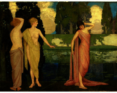 Wikioo.org - The Encyclopedia of Fine Arts - Painting, Artwork by Arthur Bowen Davies - NYMPHS OF ARCADIA