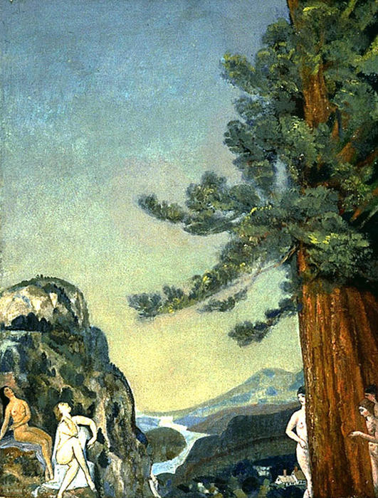 Wikioo.org - The Encyclopedia of Fine Arts - Painting, Artwork by Arthur Bowen Davies - On the Cliffs