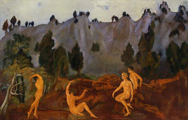 WikiOO.org - Encyclopedia of Fine Arts - Schilderen, Artwork Arthur Bowen Davies - The Hesitation of Orestes