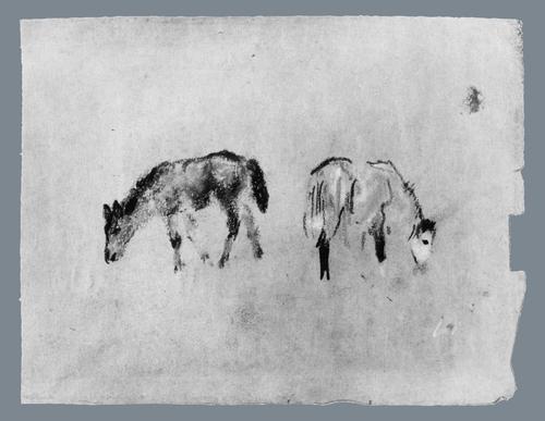 Wikoo.org - موسوعة الفنون الجميلة - اللوحة، العمل الفني Arthur Bowen Davies - Two Horses Grazing