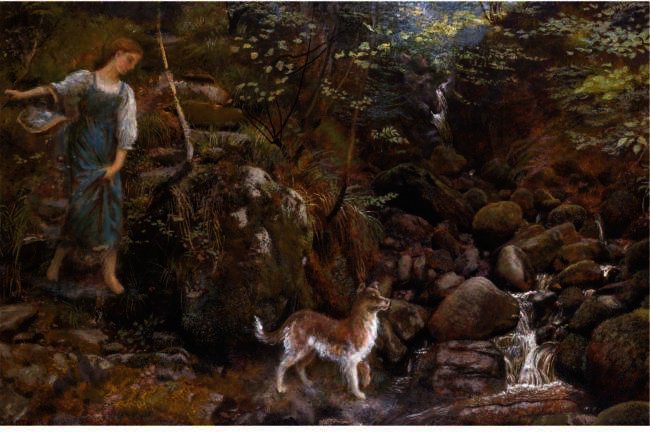 WikiOO.org - Encyclopedia of Fine Arts - Maleri, Artwork Arthur Hughes - AN AYRSHIRE GLEN