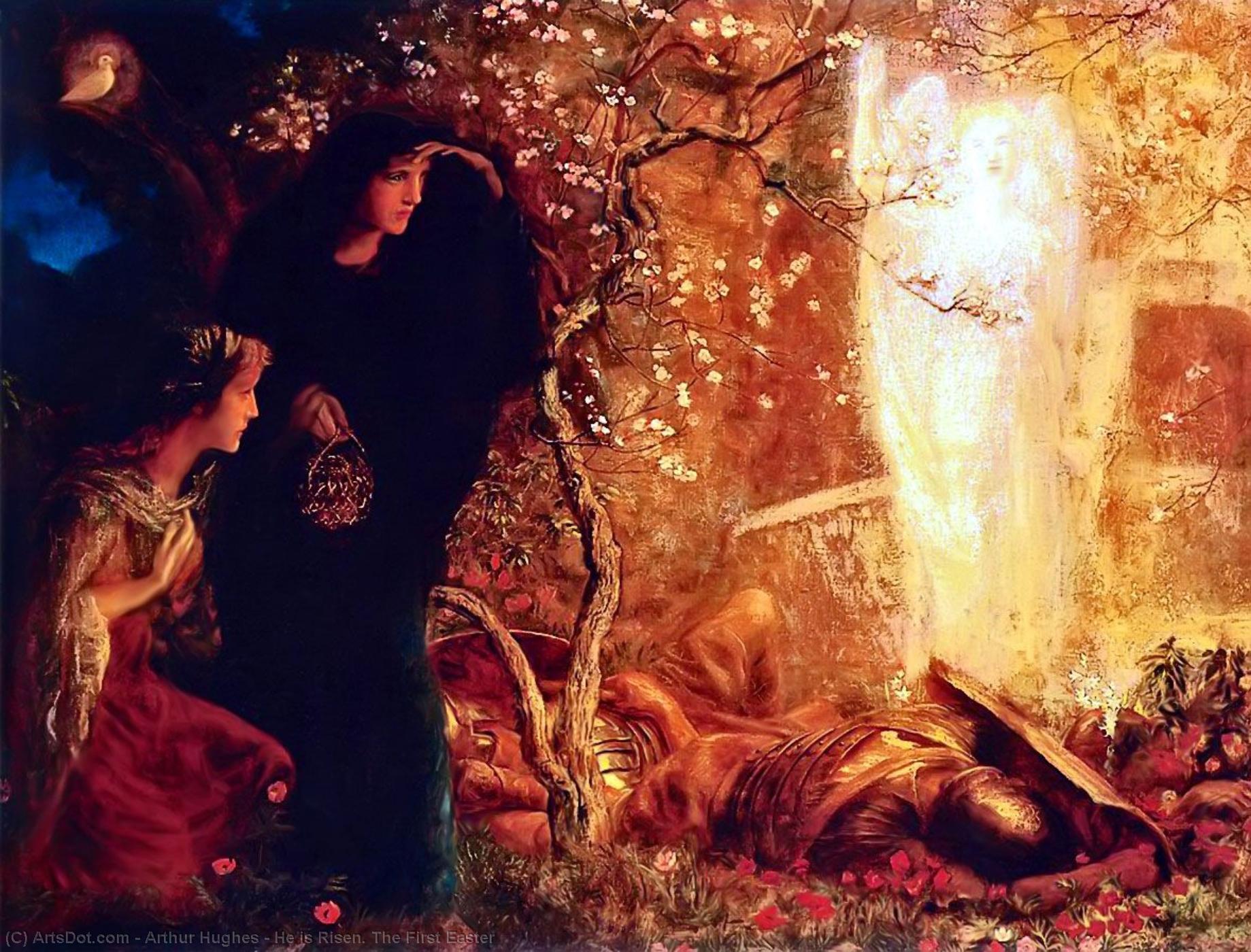 Wikioo.org - The Encyclopedia of Fine Arts - Painting, Artwork by Arthur Hughes - He is Risen. The First Easter