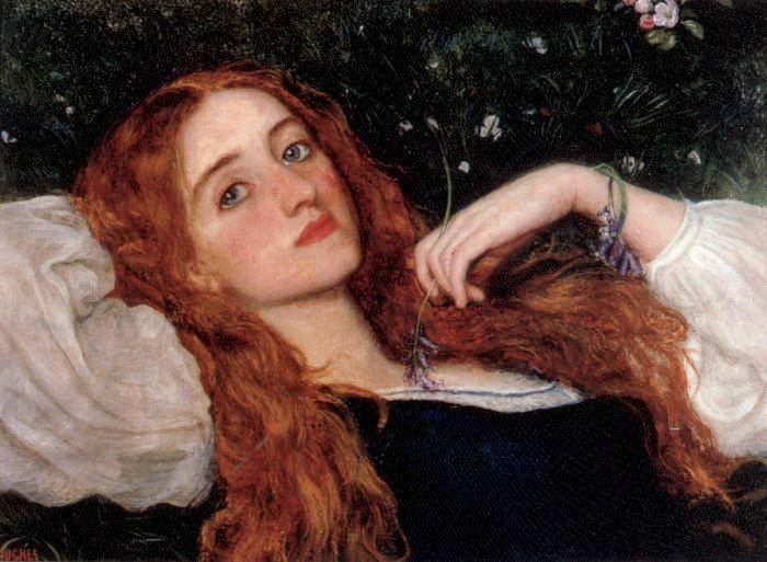 Wikioo.org - The Encyclopedia of Fine Arts - Painting, Artwork by Arthur Hughes - In the Grass (second version)