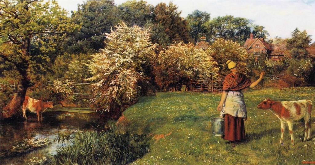 Wikioo.org - The Encyclopedia of Fine Arts - Painting, Artwork by Arthur Hughes - Poll the Milkmaid