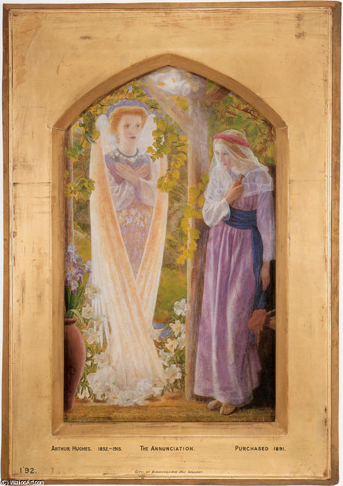 WikiOO.org - Encyclopedia of Fine Arts - Maleri, Artwork Arthur Hughes - The Annunciation