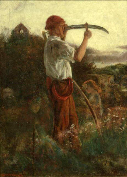 WikiOO.org - Encyclopedia of Fine Arts - Maleri, Artwork Arthur Hughes - The Scythe Sharpener