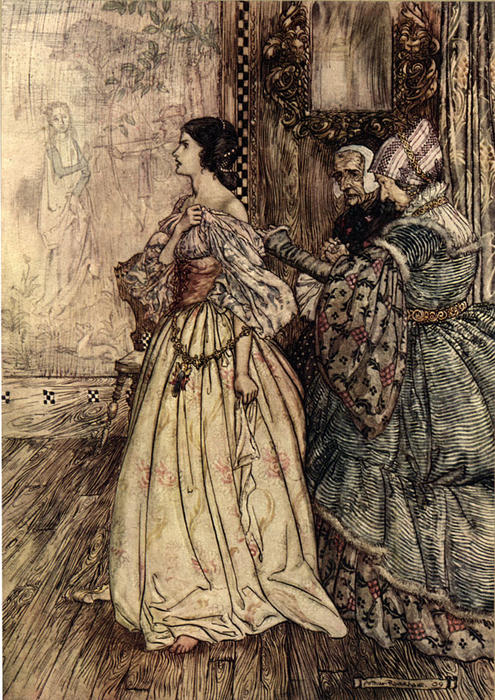 Wikioo.org - The Encyclopedia of Fine Arts - Painting, Artwork by Arthur Rackham - She hath a mark, like a violet, between her shoulders, and another like it on the instep of her left foot