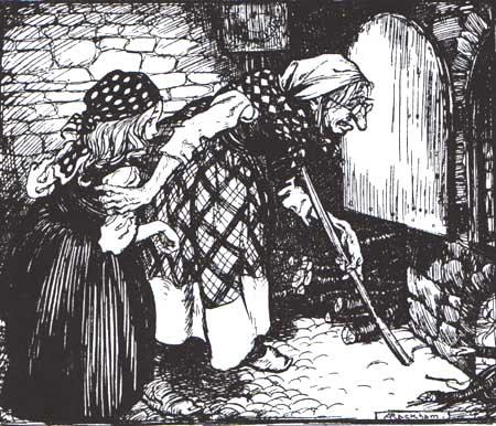 WikiOO.org - Encyclopedia of Fine Arts - Lukisan, Artwork Arthur Rackham - Stupid goose!' cried the Witch. 'The opening is big enough; you can see that I could get into it myself.
