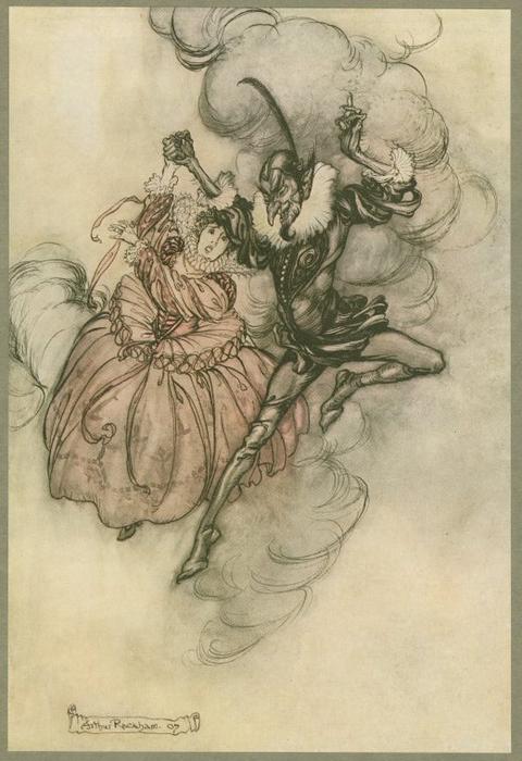 Wikioo.org - The Encyclopedia of Fine Arts - Painting, Artwork by Arthur Rackham - A grand pas de deux performed in the very first style by these two