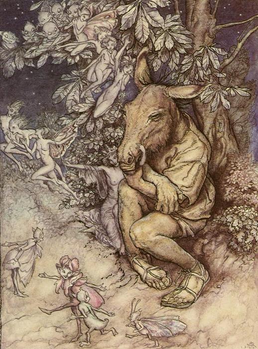WikiOO.org - אנציקלופדיה לאמנויות יפות - ציור, יצירות אמנות Arthur Rackham - A midsummer night's dream bottom and titania