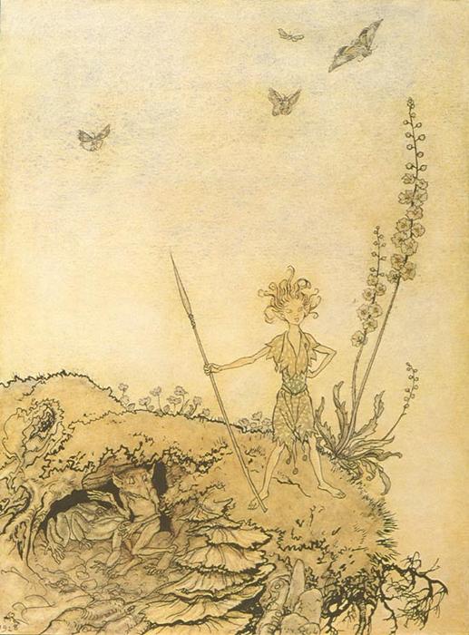 WikiOO.org - 百科事典 - 絵画、アートワーク Arthur Rackham - 真夏の夜の夢のオベロン