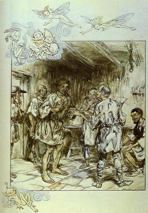 Wikioo.org - The Encyclopedia of Fine Arts - Painting, Artwork by Arthur Rackham - A midsummer night's dream quince's house