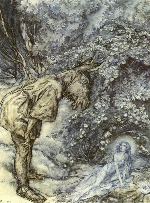 Wikioo.org - The Encyclopedia of Fine Arts - Painting, Artwork by Arthur Rackham - A midsummer night's dream titania and bottom