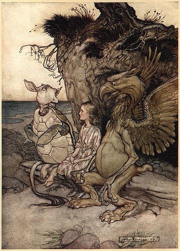 Wikioo.org - The Encyclopedia of Fine Arts - Painting, Artwork by Arthur Rackham - Alice in Wonderland. The Mock Turtle's Story