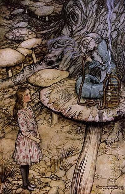 WikiOO.org - Encyclopedia of Fine Arts - Lukisan, Artwork Arthur Rackham - Alice in Wonderland. The Rabbit Sends in a Little Bill
