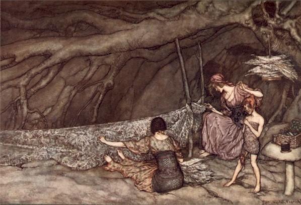 Wikioo.org - The Encyclopedia of Fine Arts - Painting, Artwork by Arthur Rackham - Curtains