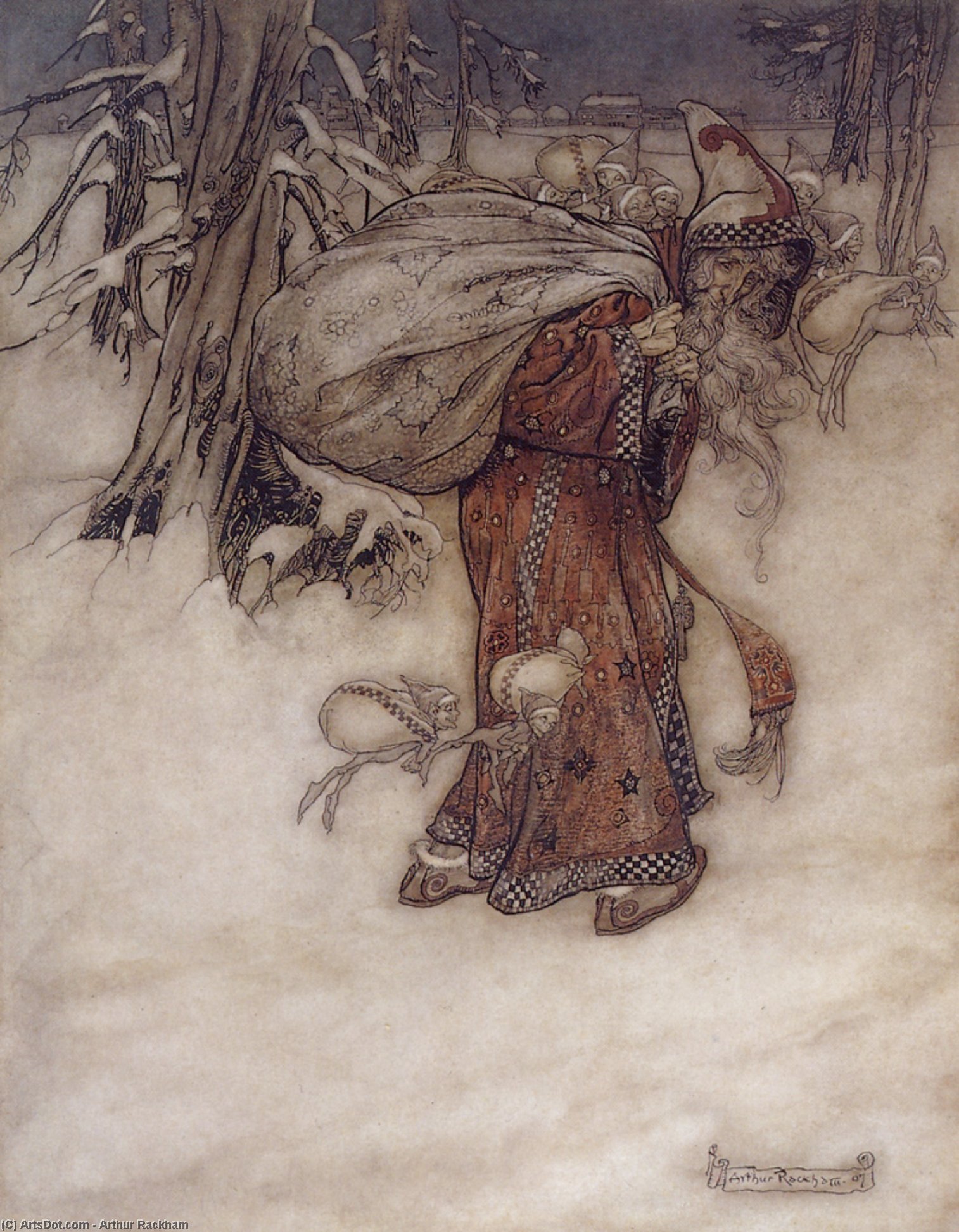 Wikioo.org - The Encyclopedia of Fine Arts - Painting, Artwork by Arthur Rackham - Father Christmas
