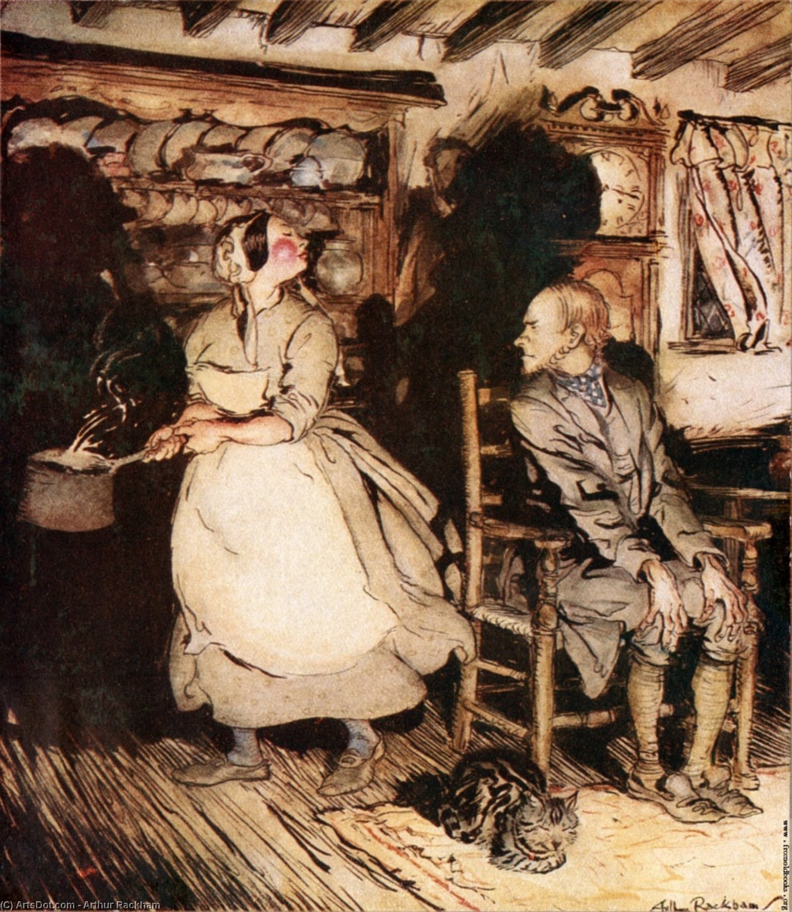 Wikioo.org - The Encyclopedia of Fine Arts - Painting, Artwork by Arthur Rackham - Get Up and Bar the Door