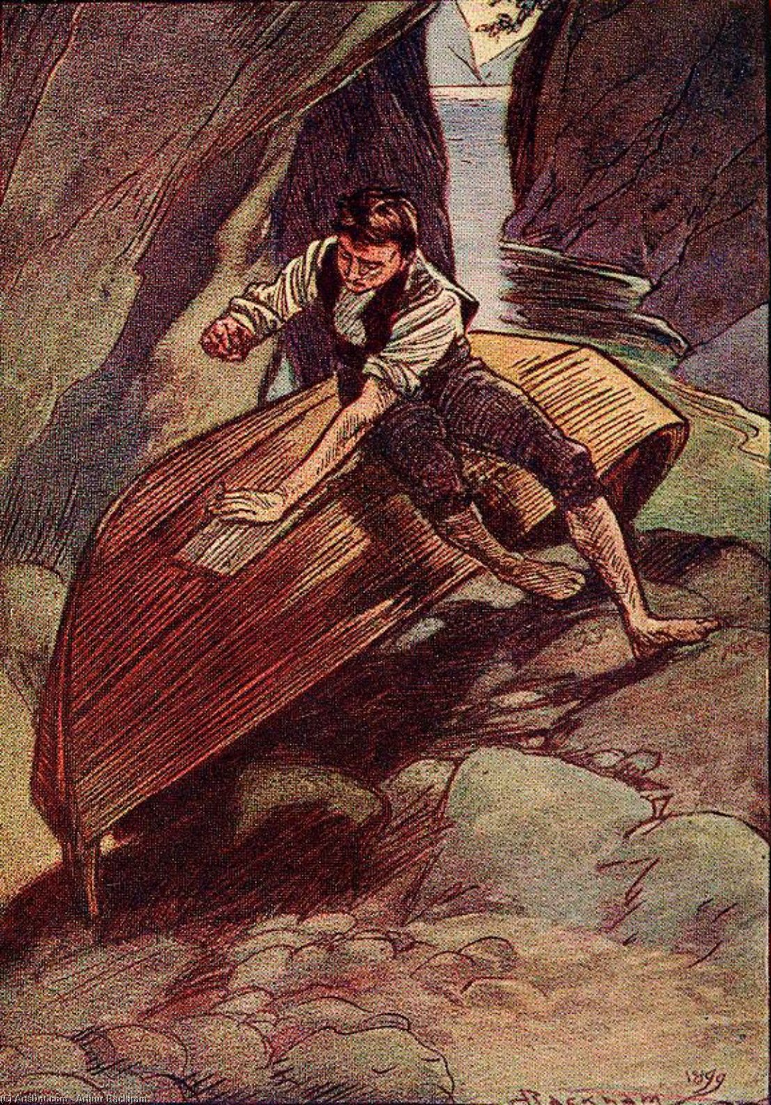 Wikioo.org – L'Enciclopedia delle Belle Arti - Pittura, Opere di Arthur Rackham - A volte martellato nella sua barca