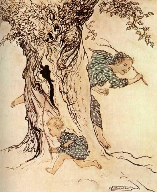 Wikioo.org - The Encyclopedia of Fine Arts - Painting, Artwork by Arthur Rackham - How he strained and panted to catch on that pursuing person