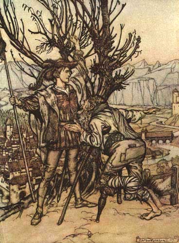 Wikioo.org - The Encyclopedia of Fine Arts - Painting, Artwork by Arthur Rackham - I am not afraid; I am determined to go and look upon the lovely Briar Rose