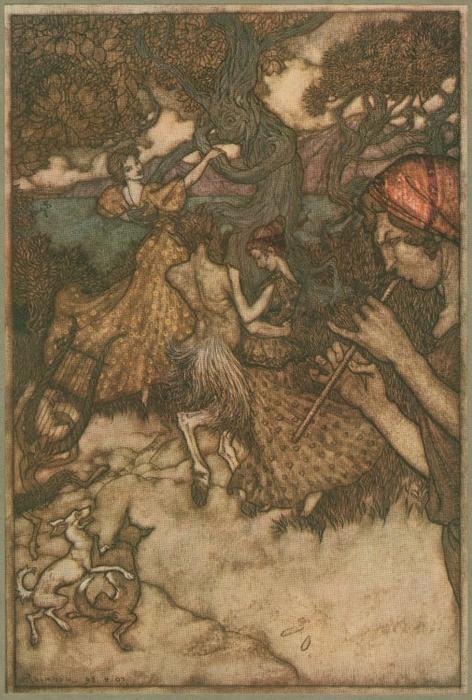 Wikioo.org - The Encyclopedia of Fine Arts - Painting, Artwork by Arthur Rackham - If orpheus first produced the waltz