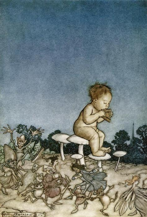 Wikioo.org - The Encyclopedia of Fine Arts - Painting, Artwork by Arthur Rackham - In the beginning, the fairies would sit very politely