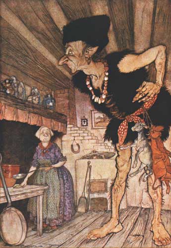 Wikioo.org - The Encyclopedia of Fine Arts - Painting, Artwork by Arthur Rackham - Jack and the Beanstalk 3