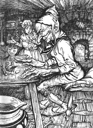 Wikioo.org - The Encyclopedia of Fine Arts - Painting, Artwork by Arthur Rackham - Jack and the Beanstalk 6