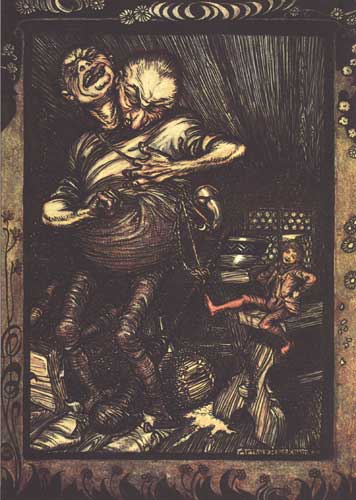 Wikioo.org – La Enciclopedia de las Bellas Artes - Pintura, Obras de arte de Arthur Rackham - jack` el gigante-asesino