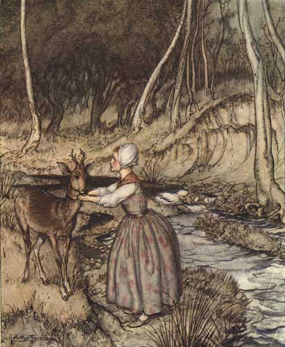Wikioo.org - The Encyclopedia of Fine Arts - Painting, Artwork by Arthur Rackham - Little Brother and Little Sister