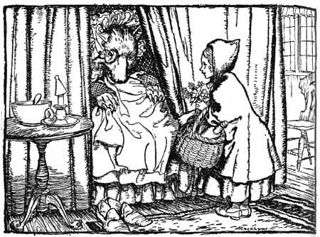 Wikioo.org - The Encyclopedia of Fine Arts - Painting, Artwork by Arthur Rackham - Little Red Riding Hood