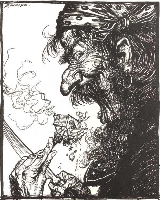 Wikioo.org - The Encyclopedia of Fine Arts - Painting, Artwork by Arthur Rackham - Mother Goose. A Little Nothing Woman