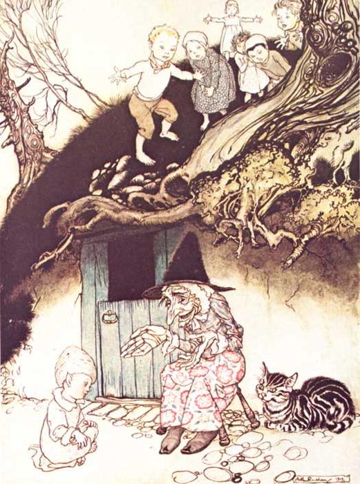 WikiOO.org - Encyclopedia of Fine Arts - Lukisan, Artwork Arthur Rackham - Mother Goose. The Old Woman Who Lived Under a Hill