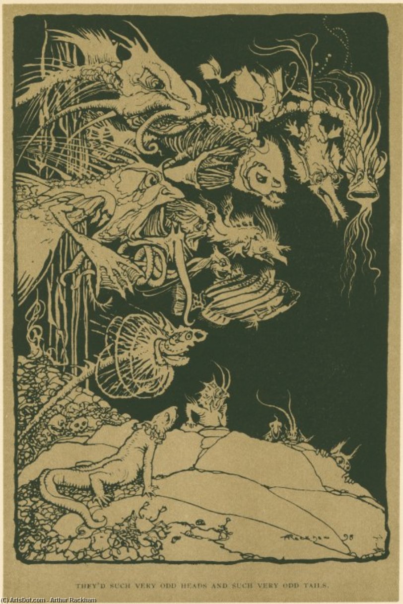 WikiOO.org - Encyclopedia of Fine Arts - Lukisan, Artwork Arthur Rackham - Sir rupert the fearless. [they'd such very odd heads and such very odd tails]