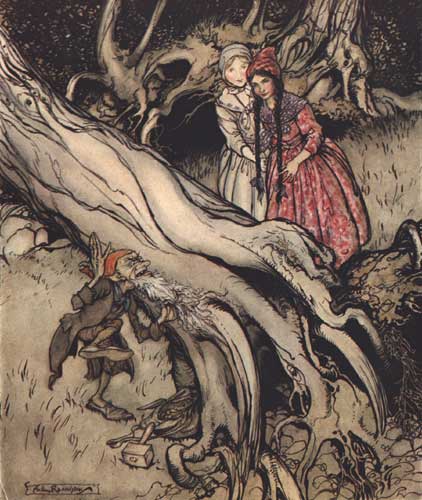 Wikioo.org – L'Enciclopedia delle Belle Arti - Pittura, Opere di Arthur Rackham - neve bianca e rose rosso