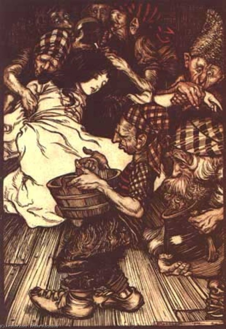Wikioo.org - The Encyclopedia of Fine Arts - Painting, Artwork by Arthur Rackham - Snowdrop (Snow White and the Seven Dwarfs)