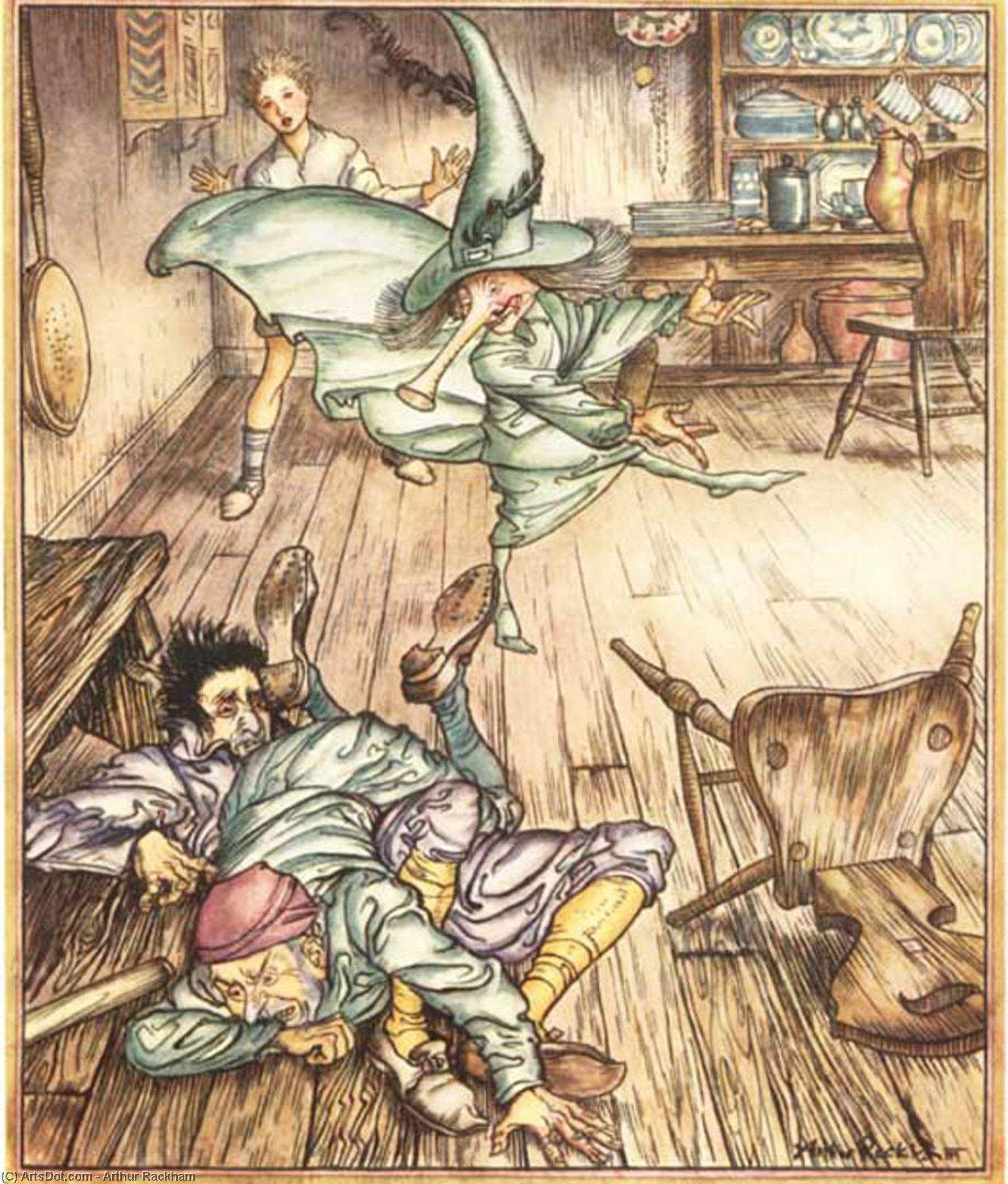 Wikioo.org - The Encyclopedia of Fine Arts - Painting, Artwork by Arthur Rackham - So there they lay, all three