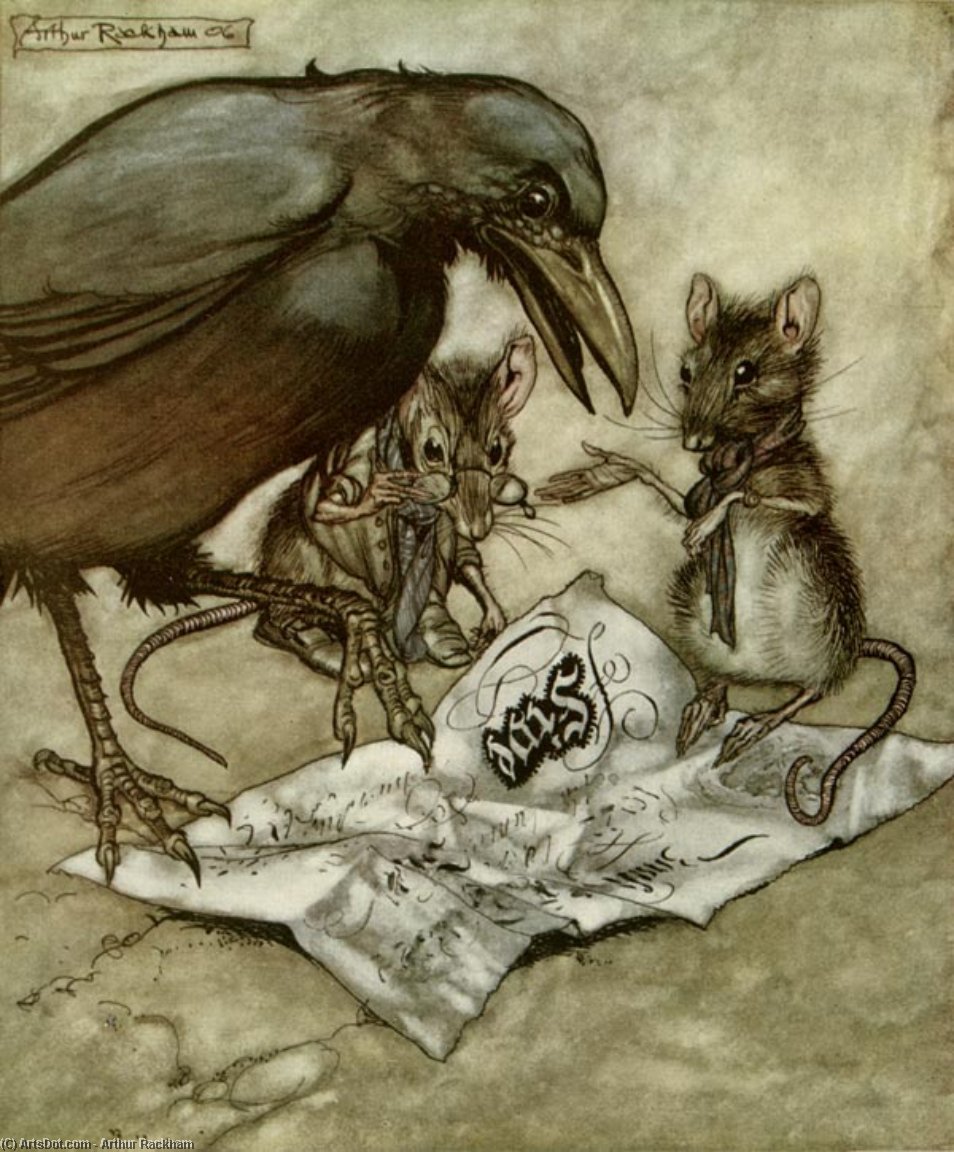 Wikioo.org - The Encyclopedia of Fine Arts - Painting, Artwork by Arthur Rackham - Solomon Caw Reads a Map