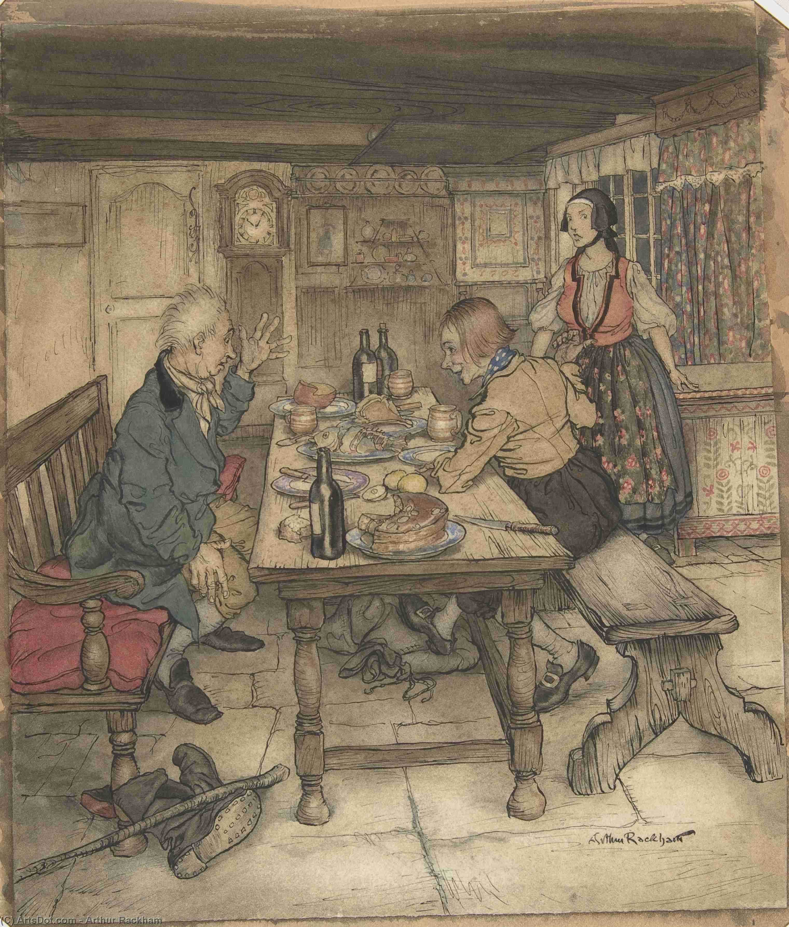 WikiOO.org - Encyclopedia of Fine Arts - Maalaus, taideteos Arthur Rackham - The Farmer's Supper