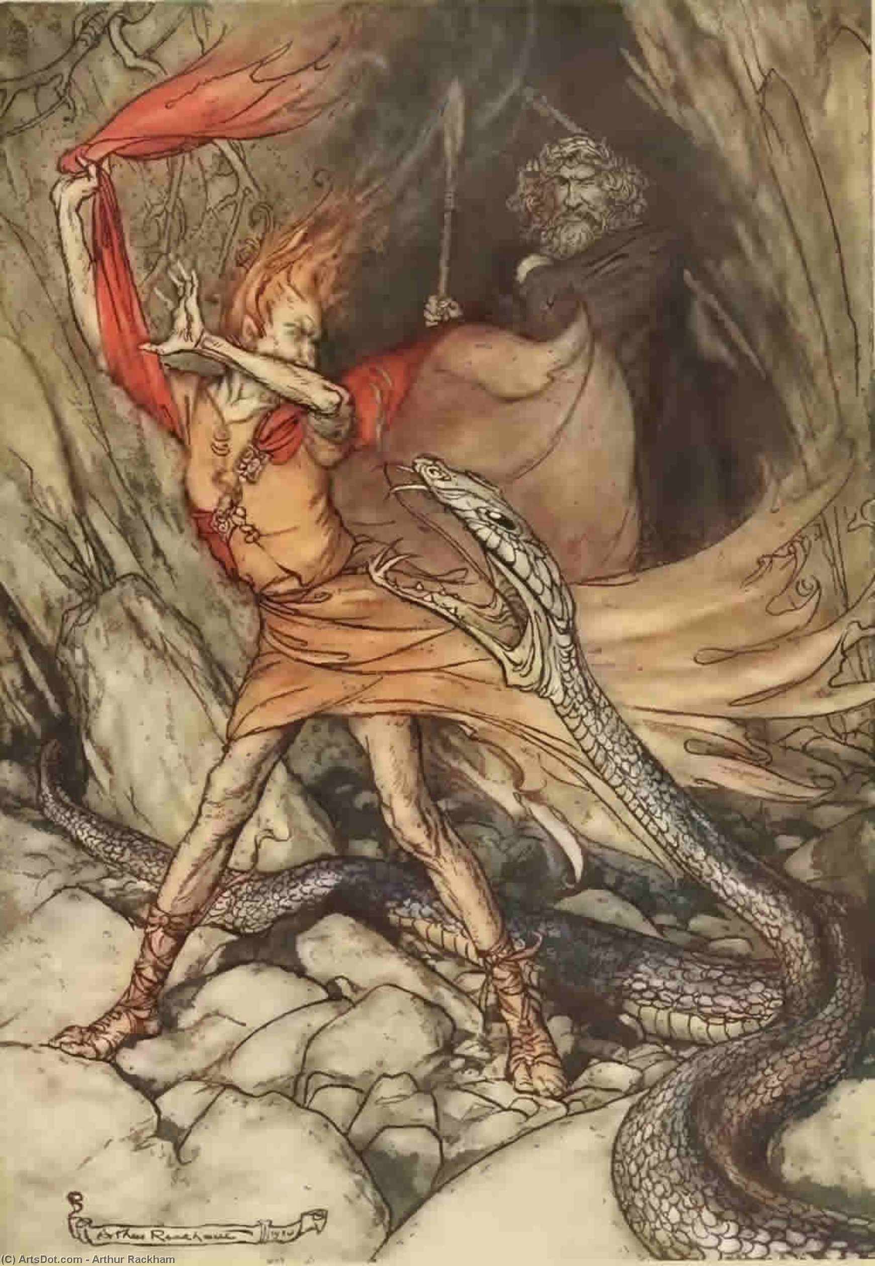 Wikioo.org - The Encyclopedia of Fine Arts - Painting, Artwork by Arthur Rackham - The ring of the nibelung 9