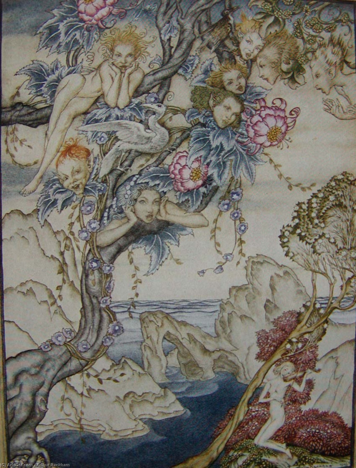 WikiOO.org - Encyclopedia of Fine Arts - Lukisan, Artwork Arthur Rackham - The Tempest 1