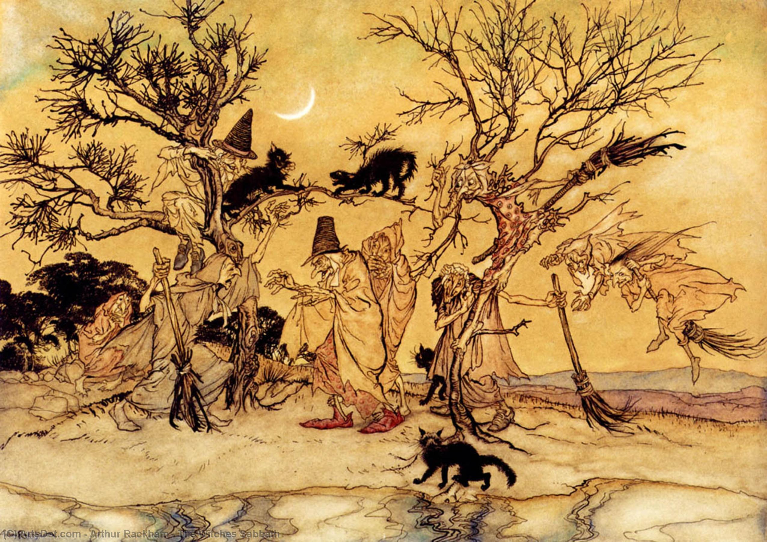 WikiOO.org - Encyclopedia of Fine Arts - Schilderen, Artwork Arthur Rackham - The Witches Sabbath